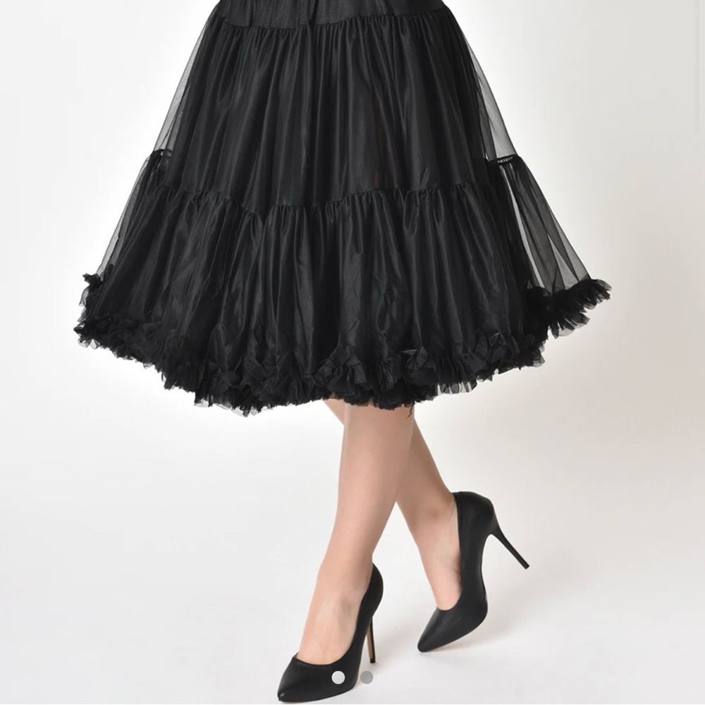 Unique Vintage 1950s Style Black Ruffled Petticoat Crinoline - Plus